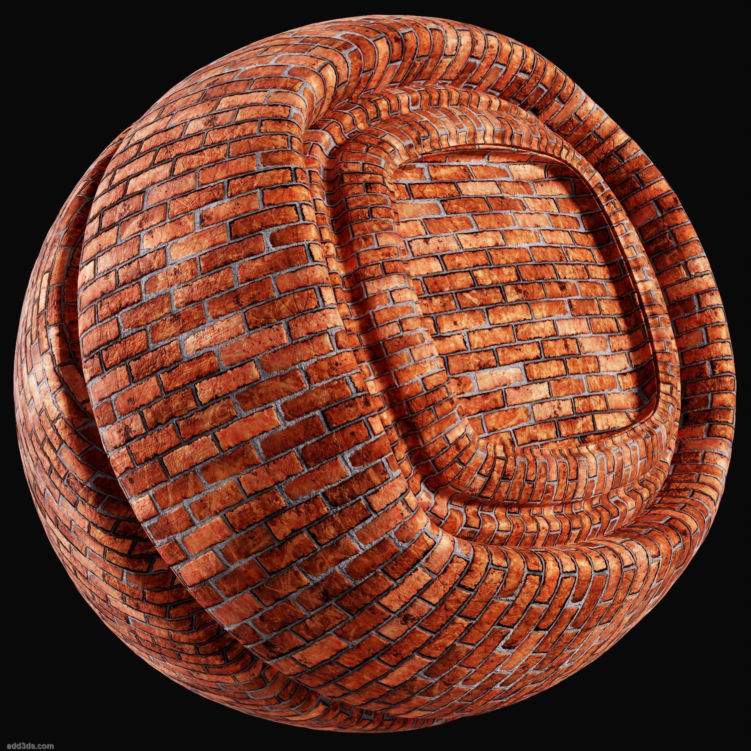 Add3ds Brick PBR Material 01 Preview 01